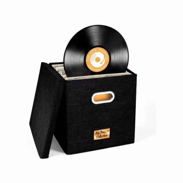 Cutie de depozitare pentru viniluri, capacitate mare, 50+ albume